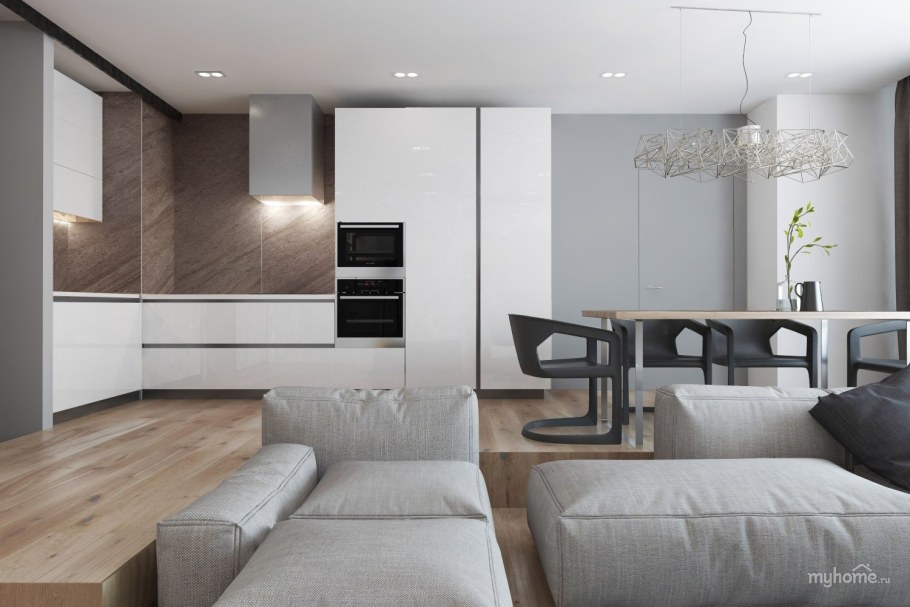 Кухня гостиная Минимализм 20 кв