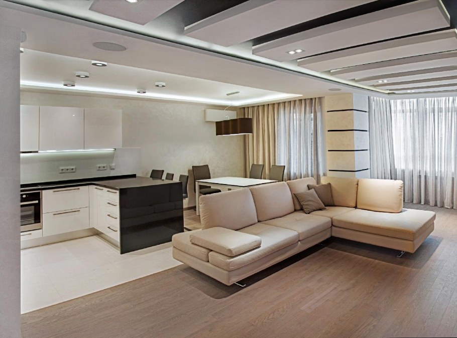 Большая кухня гостиная