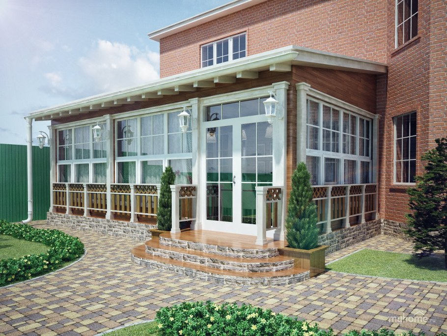 Безрамное остекление крыльца