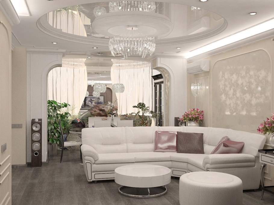 Гостиная в жемчужных тонах