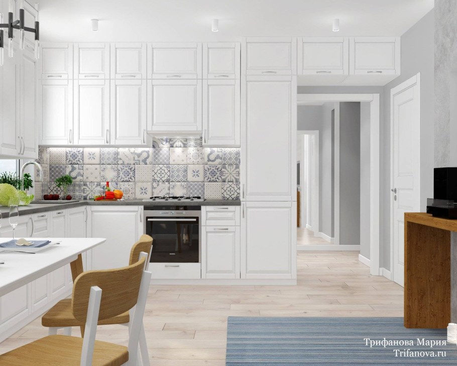 Кухня в стиле Сканди белая