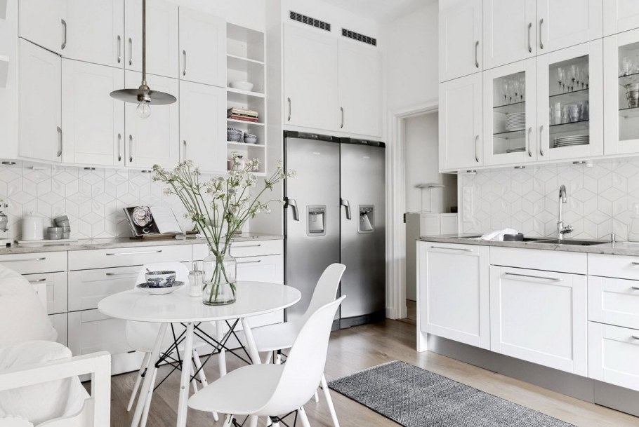 Ручки для белой кухни в скандинавском стиле