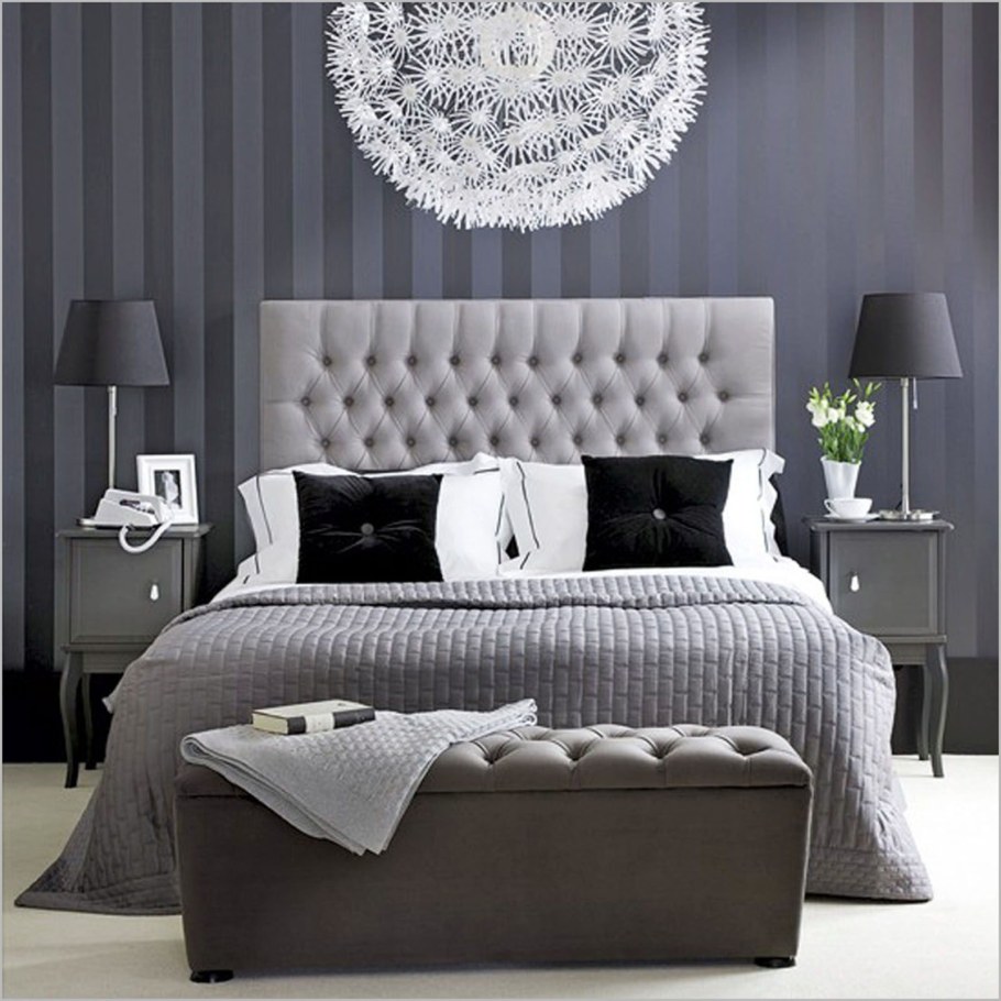 Интерьер серой спальни