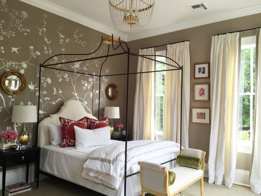 Декор спальни обои с птичками