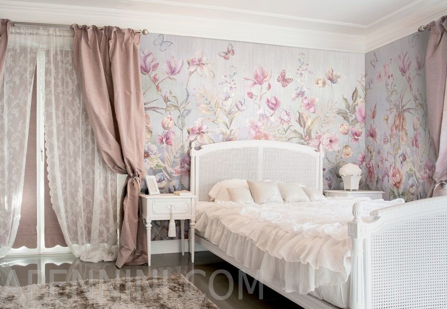 Обои в стиле Прованс для спальни
