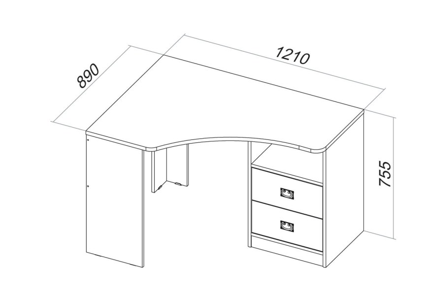 Угловой письменный стол Размеры