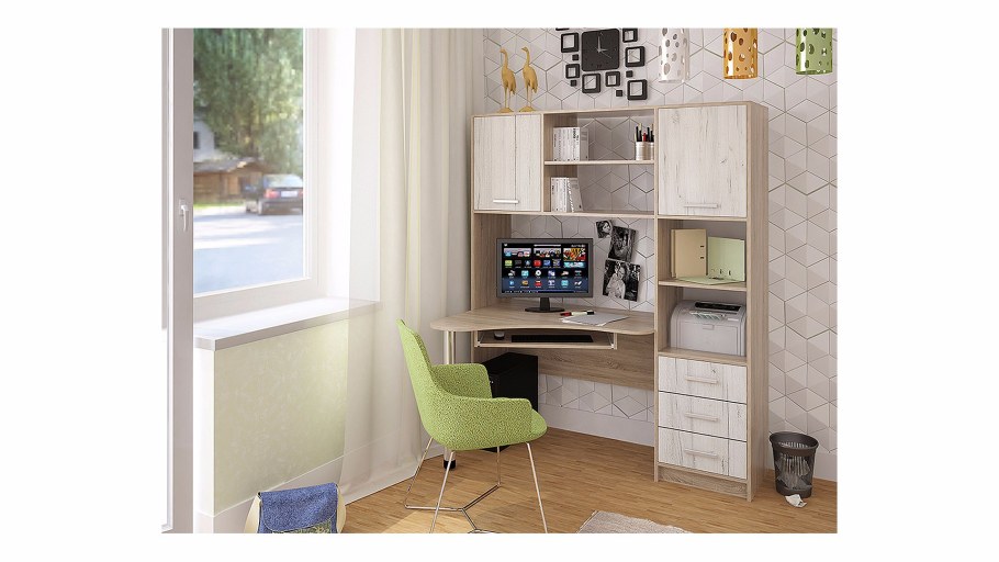 Компьютерный стол квартет-11 дуб сонома/белый