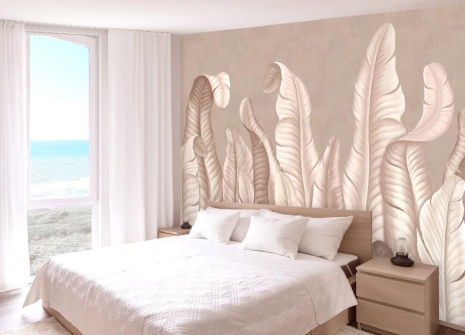 Фреска на стену перья