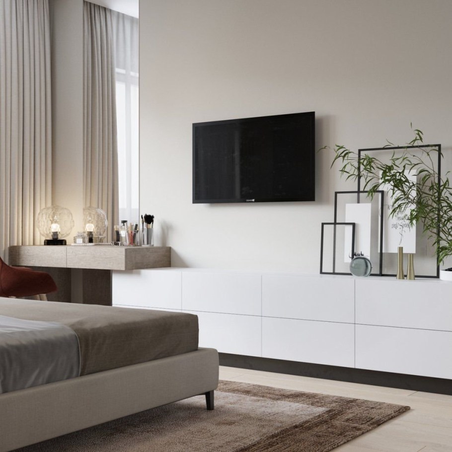 Тумба навесная в спальню под телевизор