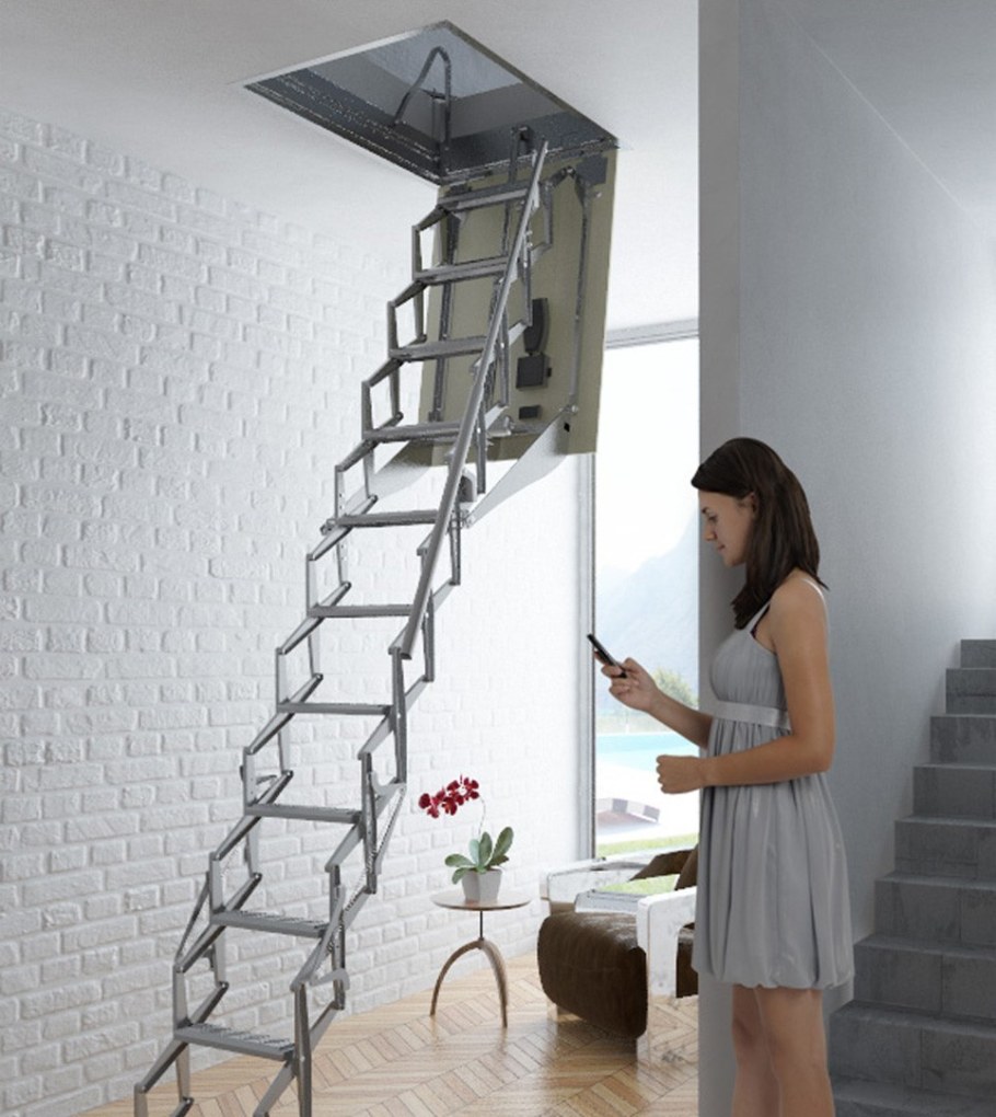 Чердачная лестница aci alluminio Fantozziscale motorizzata Premium 700 1200 2710-3050