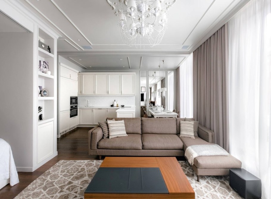 Кухня-гостиная узкая и длинная