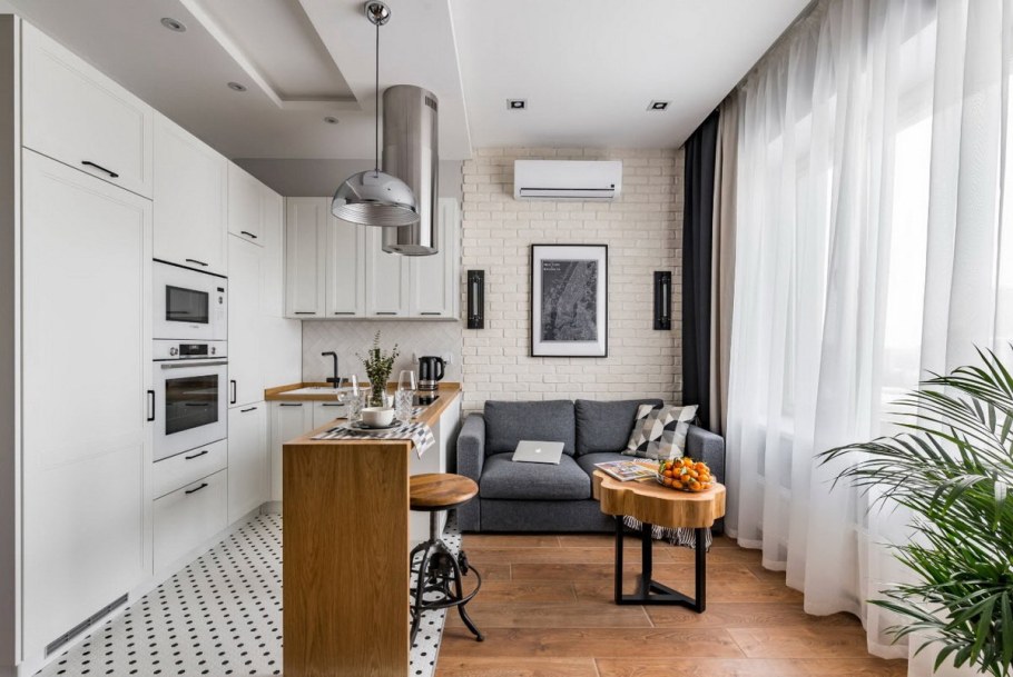 Кухня-гостиная 16м икеа