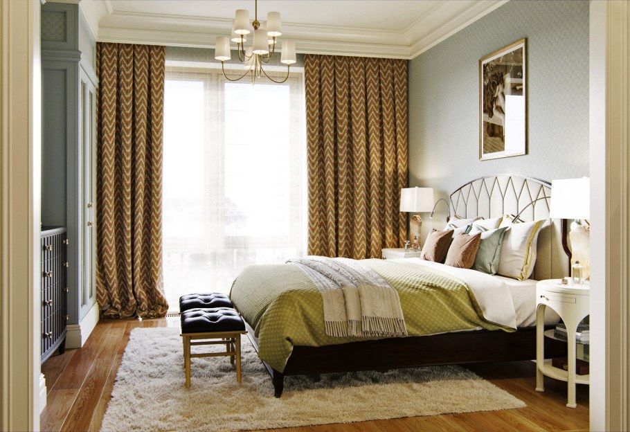 Стильные шторы в спальню