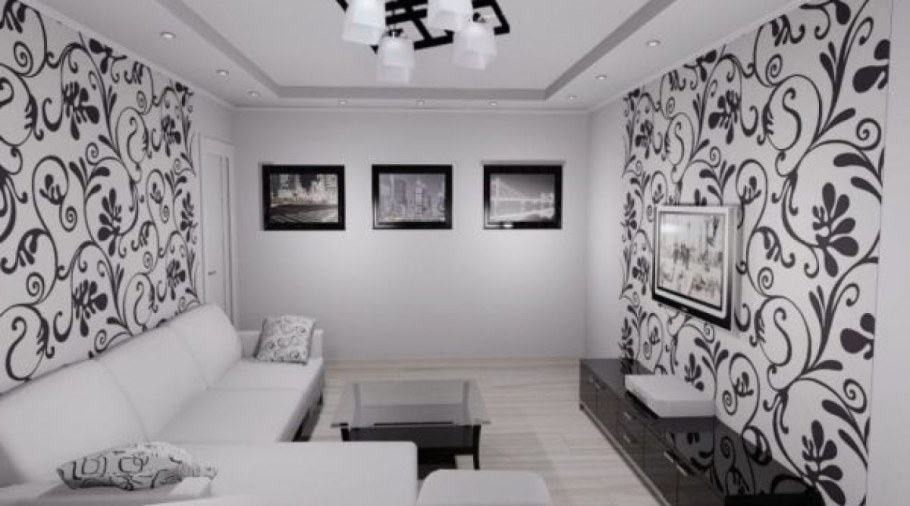 Комбинированные обои для гостиной