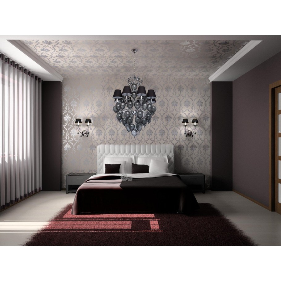 Черные обои в спальне