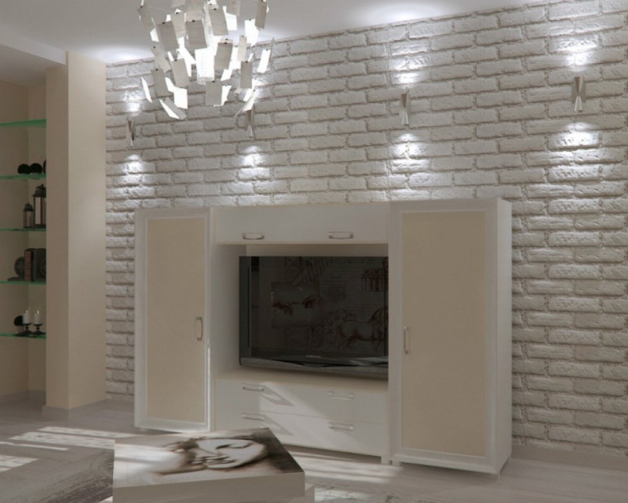 Гипсовая плитка в гостиной