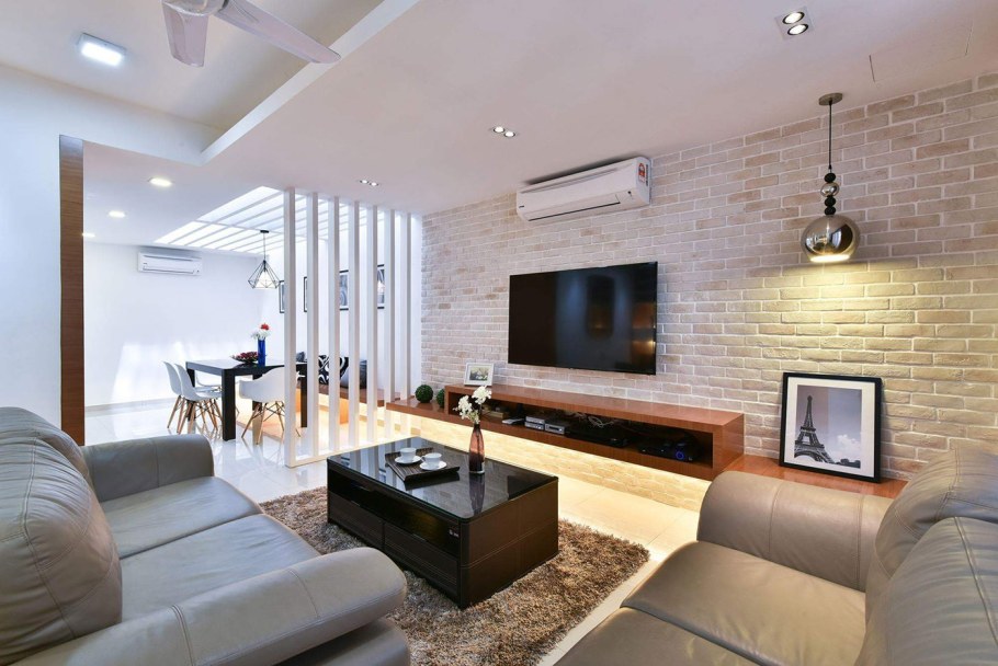 Современная отделка стен в гостиной