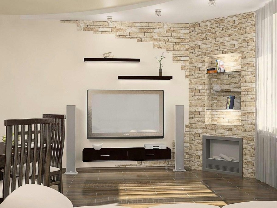 Декоративная плитка в гостиной