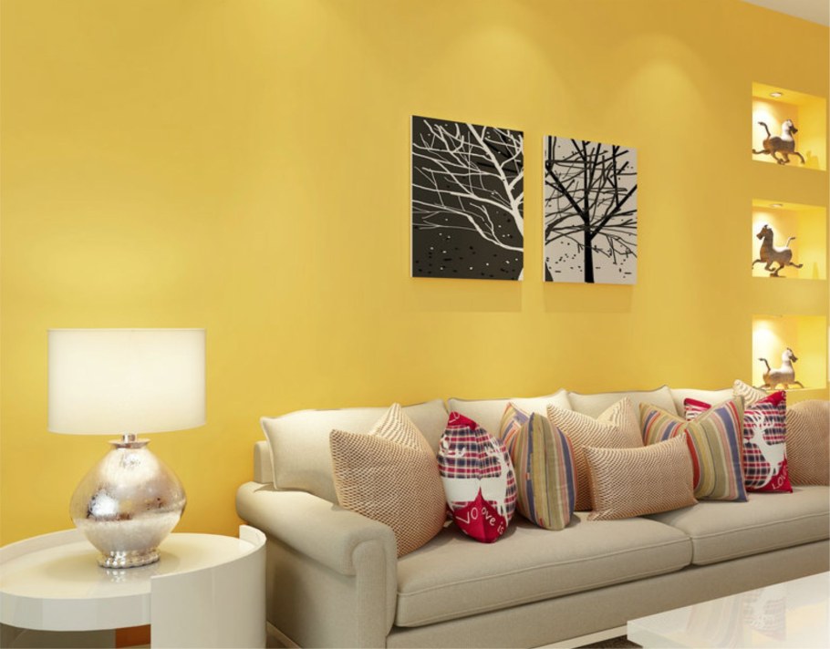Желтые стены в интерьере