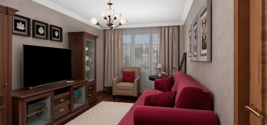 Гостиная в хрущевке в современном