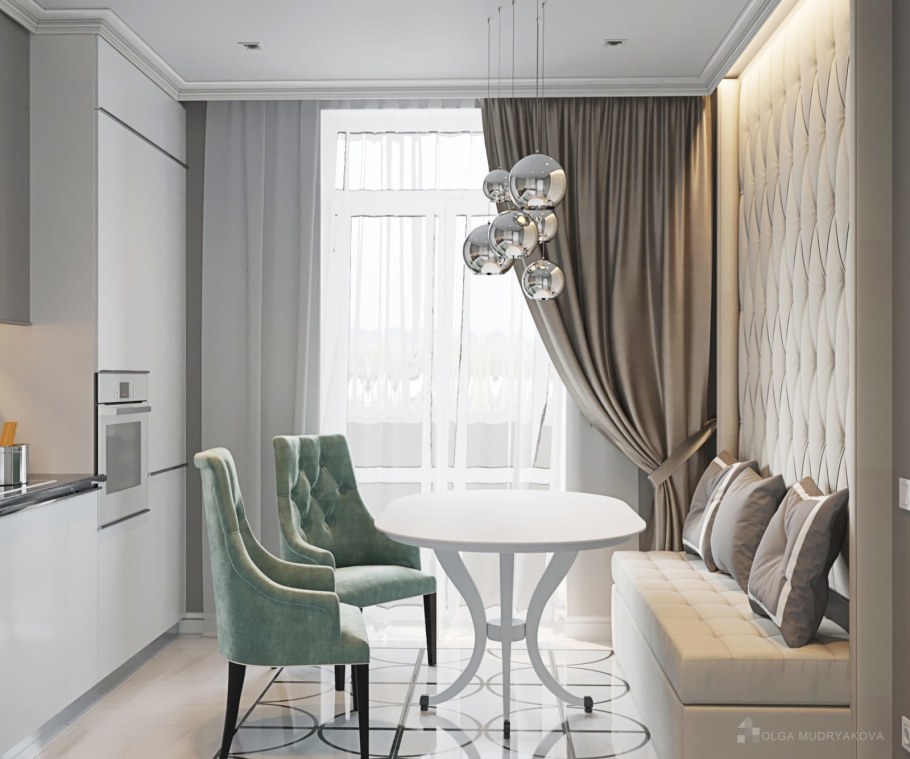 Портьеры в интерьере кухни