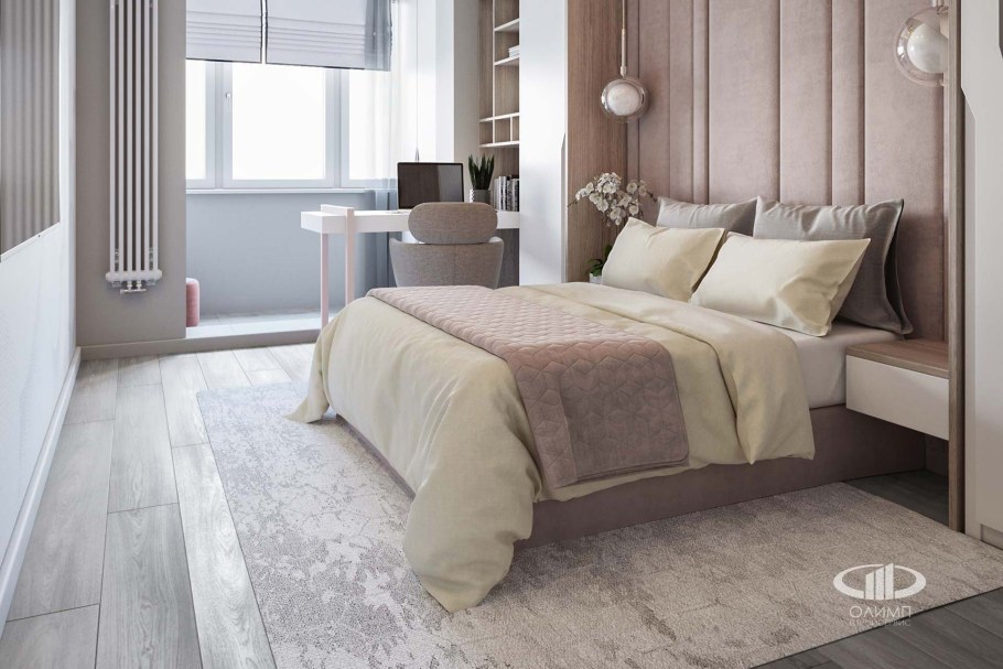 Серо бежевая спальня