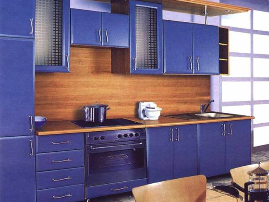 Кухонный гарнитур синего цвета