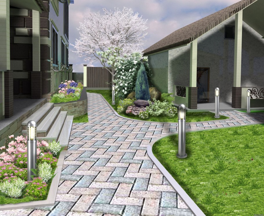 Озеленение двора в частном доме