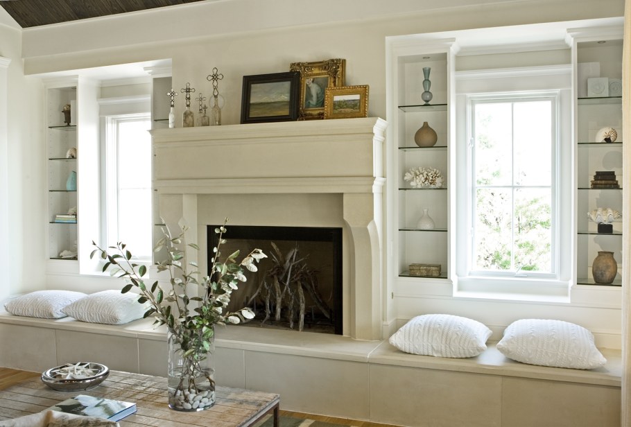 Фальш камин в интерьере гостиной