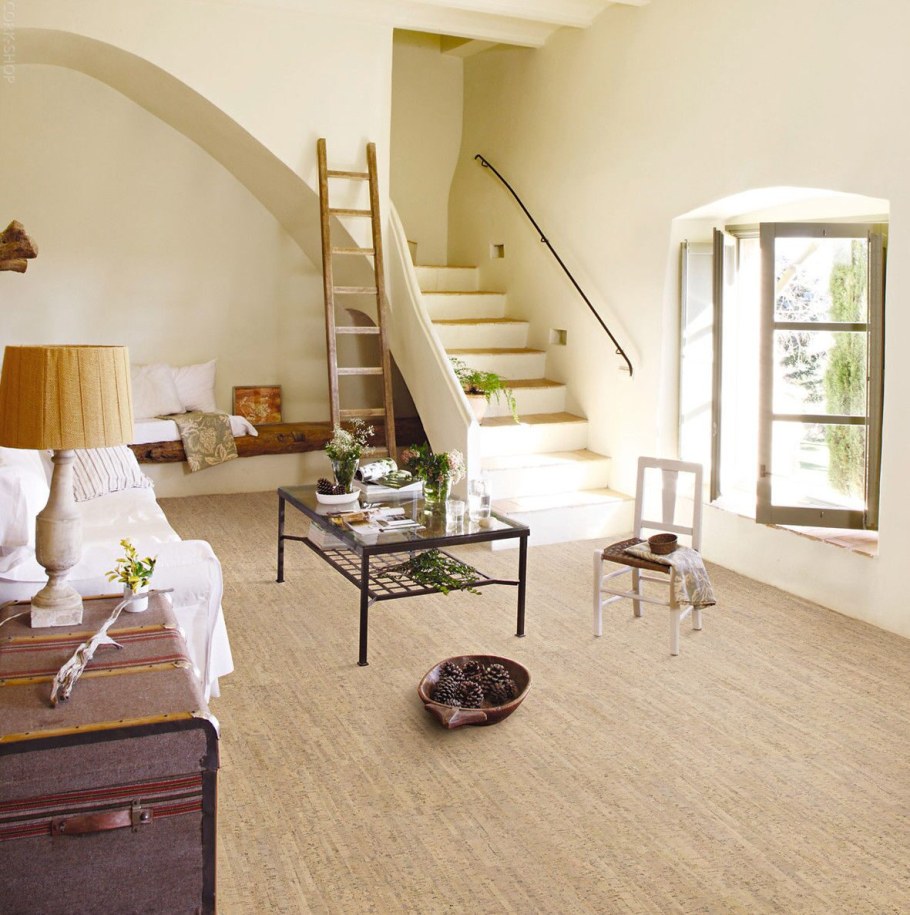 Пробка напольная в интерьере