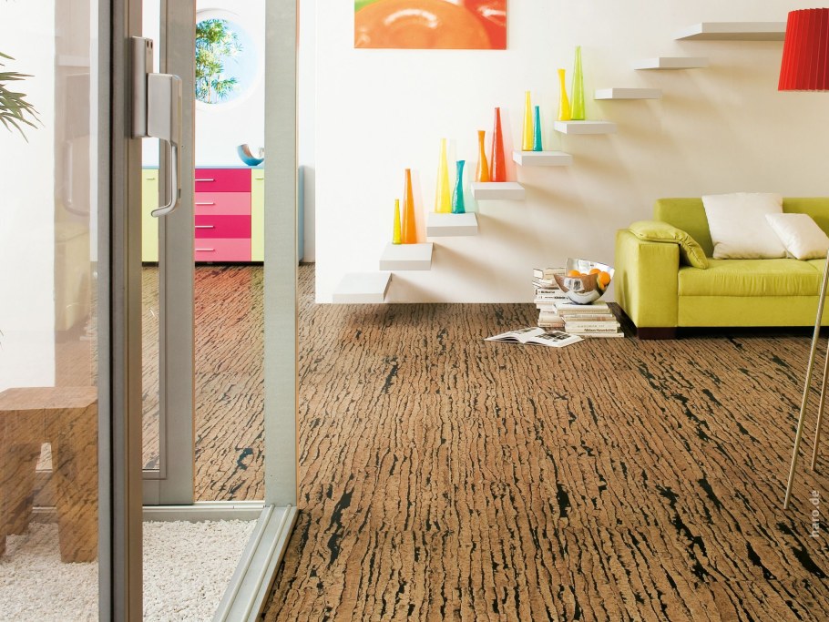 Пробка напольная в интерьере