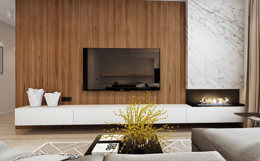 Стеновые панели в интерьере гостиной