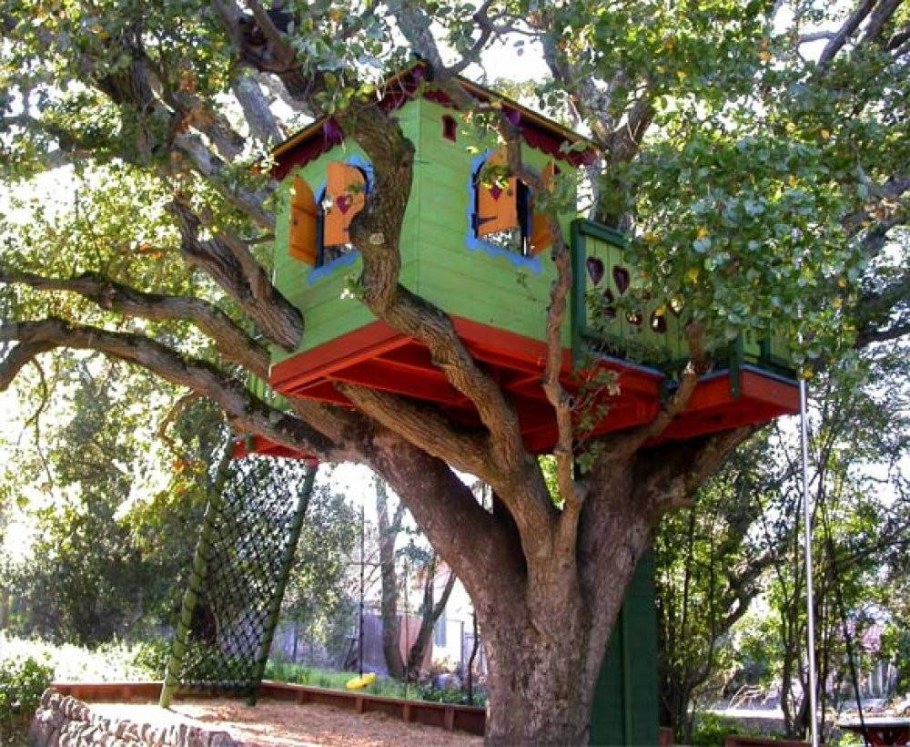 Детский домик на стволе дерева