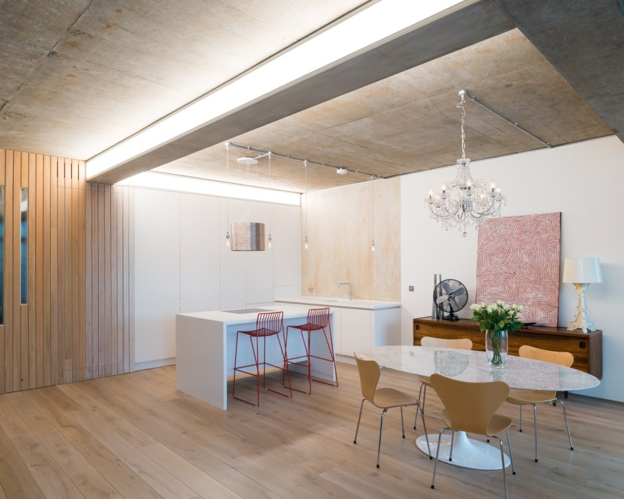 Бетонные балки в интерьере