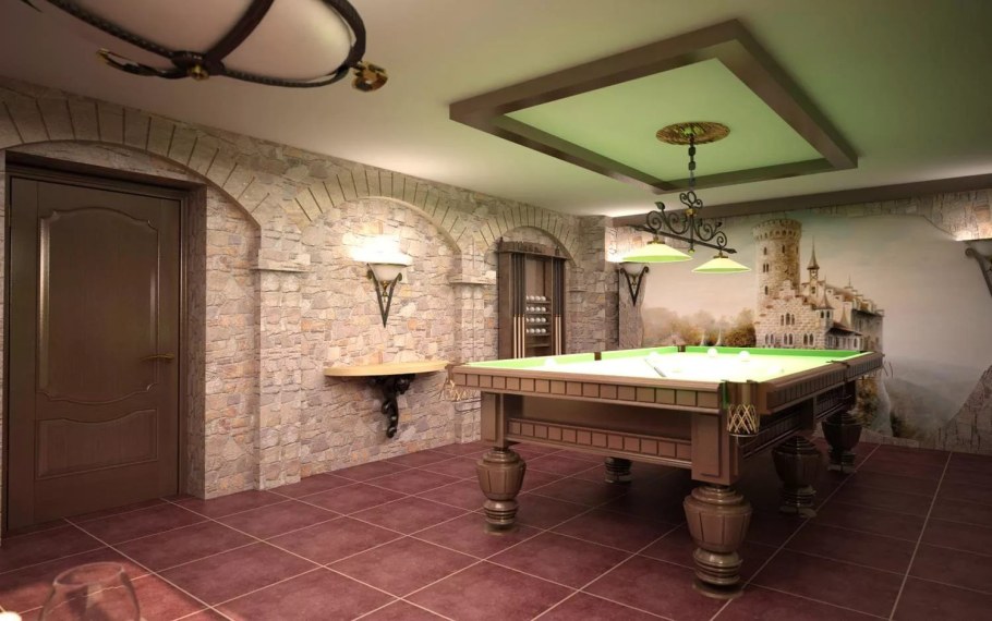 Отделка бильярдной комнаты в частном доме