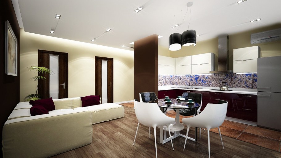 Кухня гостиная бизнес класса