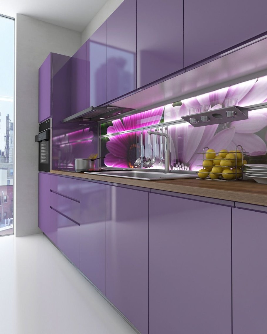 Кухня в сиреневом цвете