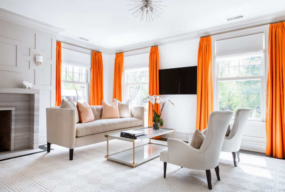 Оранжевый цвет в интерьере
