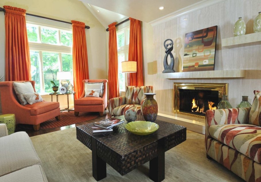 Оранжевые шторы