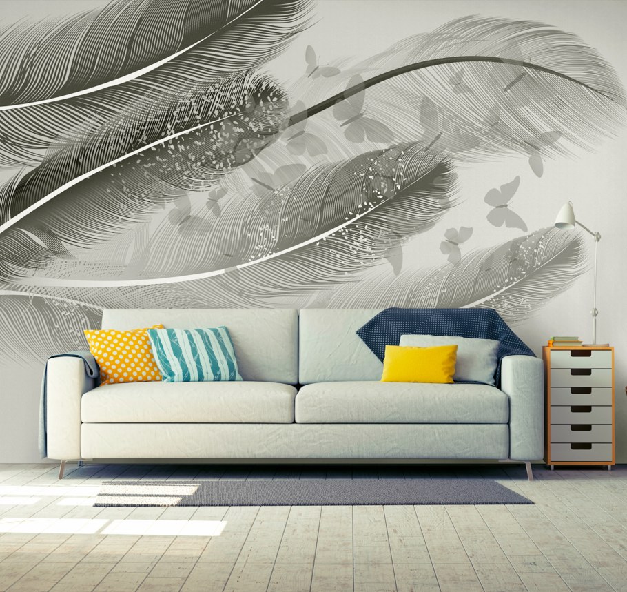 Обои перья для стен