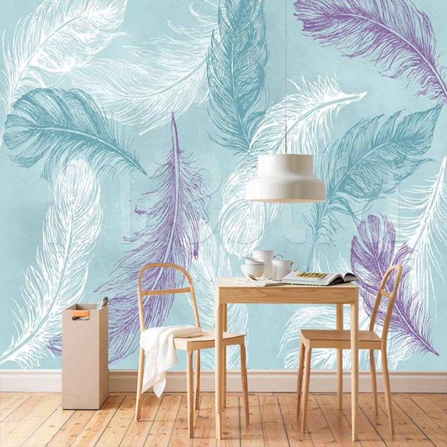 Фотообои перья в интерьере