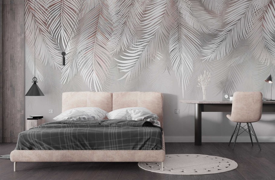 Фотообои перья в интерьере