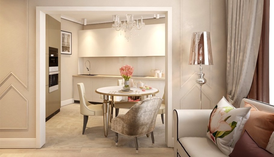 Проем между кухней и гостиной