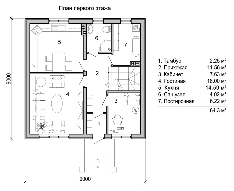 Планировка прихожей в частном доме план