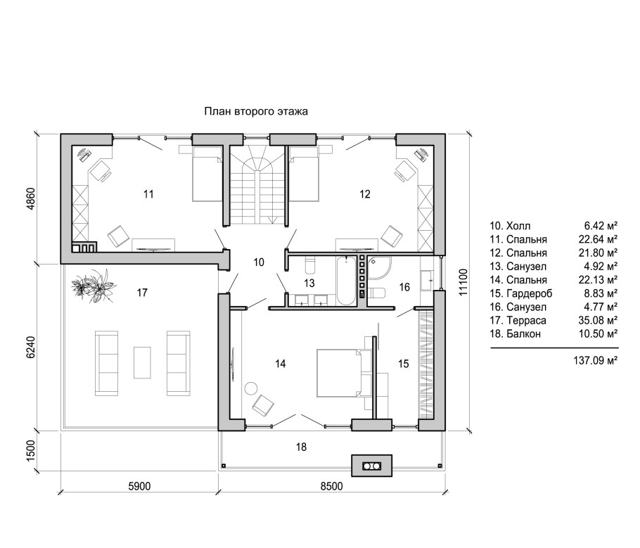 Планировка второго этажа