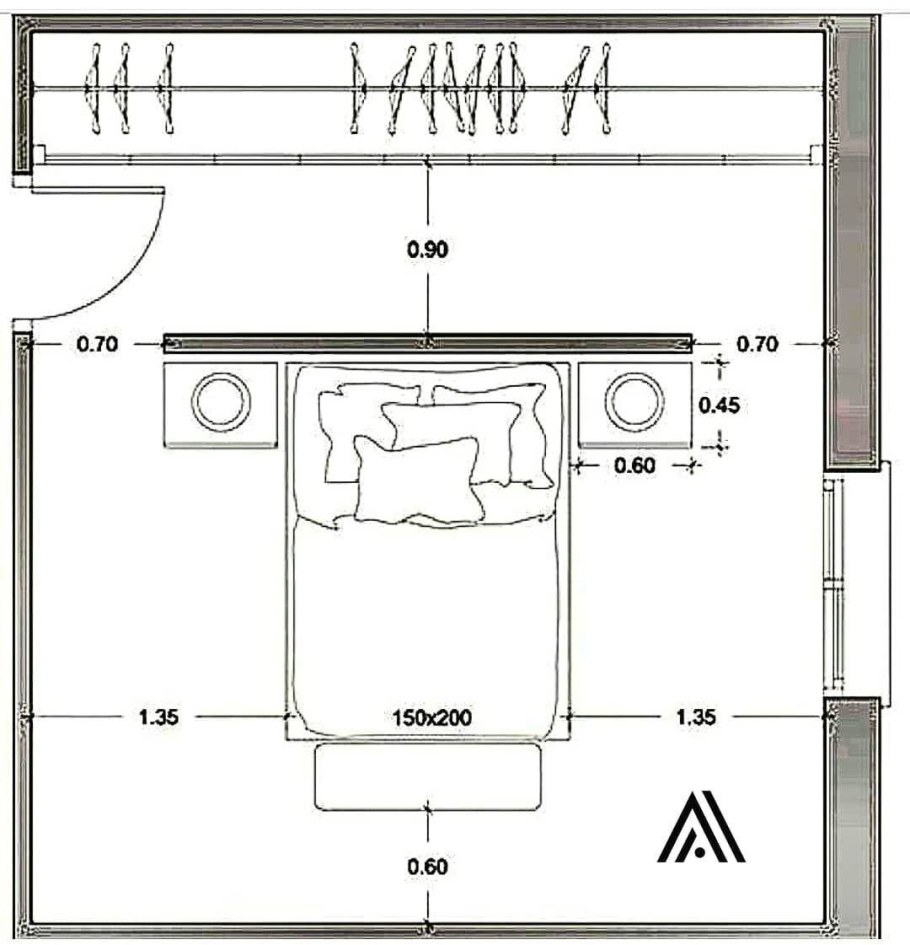 Чертеж спальной комнаты