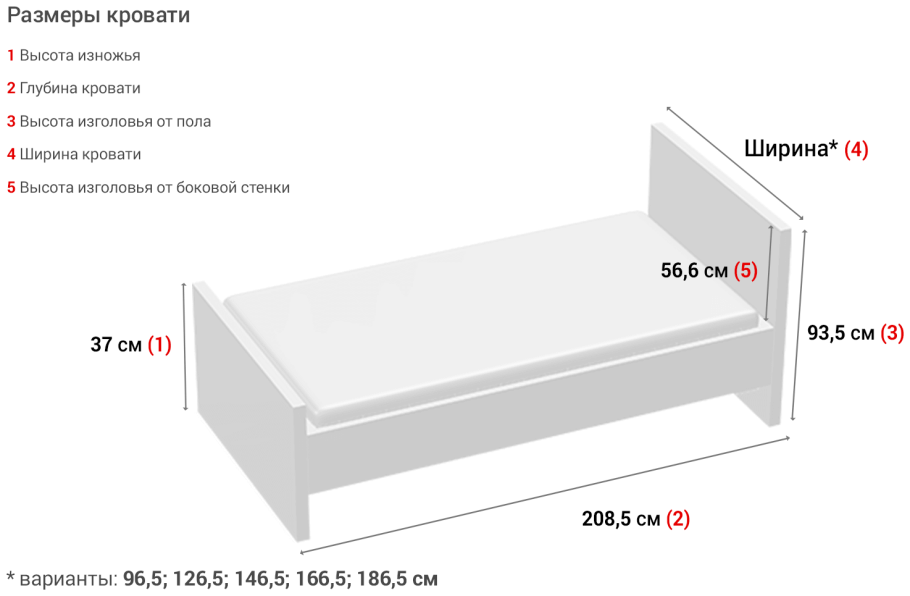 Кровать с подъёмным механизмом Berta 160х200 см