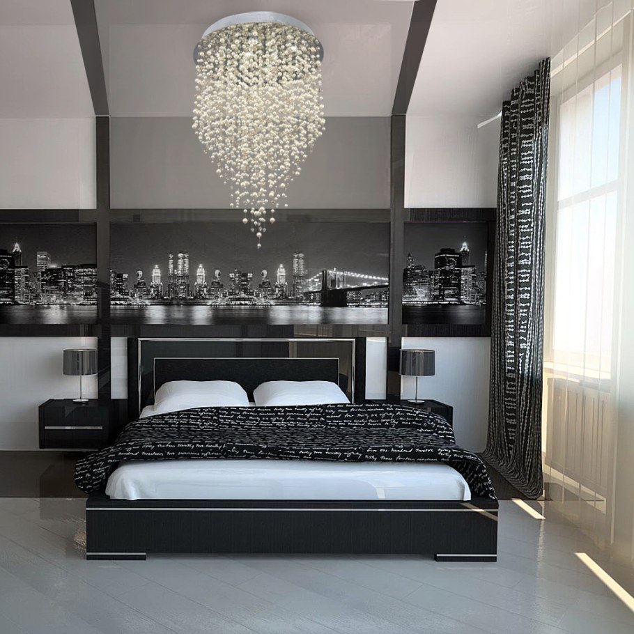 Спальня хайтек черно белая