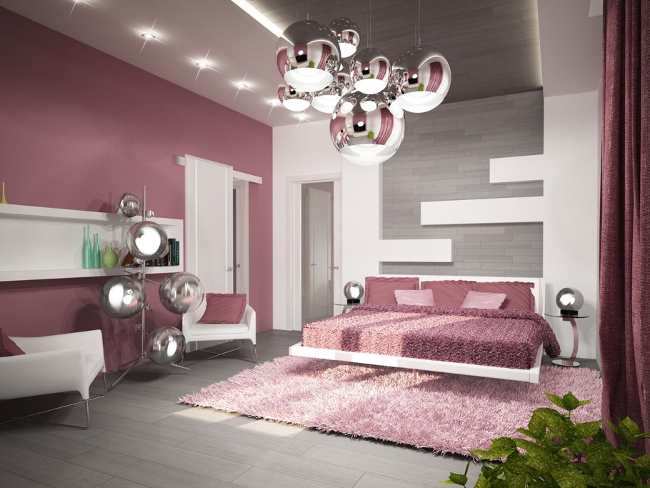 Спальня в розово серых тонах
