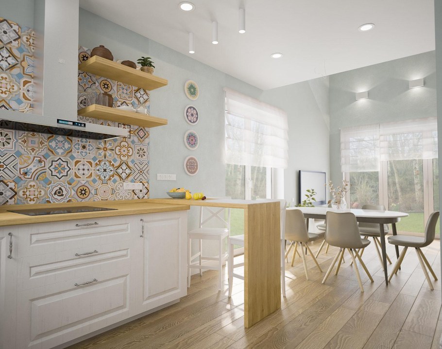 Кухня экостиль белая